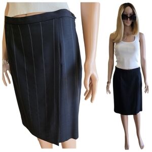 Giorgio Armani Le Collezioni (Vintage 1990s) Navy Pinstripe Pencil Skirt EU 40